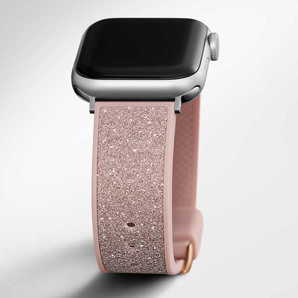 Guess Glitter Leather on Silicone Band for Apple 38-40 MM Watch (CS2004S2) - Pink