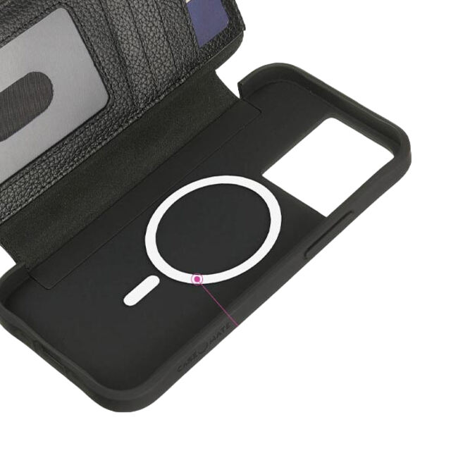 Case-Mate Leather Wallet MagSafe Case (Suits iPhone 14 Plus) - Black - Image 2