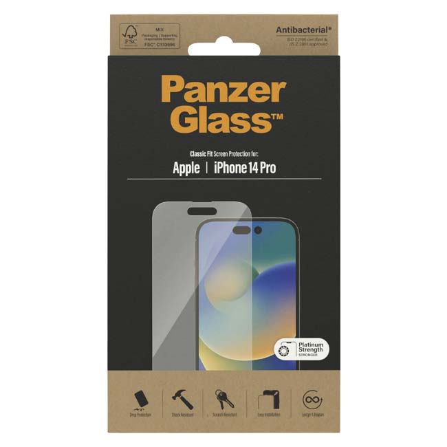 iPhone 14 Pro Clear Glass [PanzerGlass Classic Fit Screen Protector] - Image 2