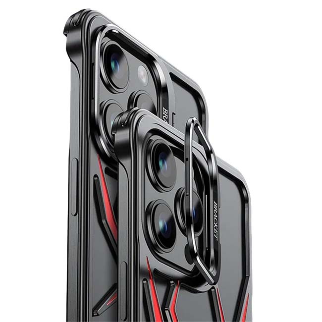 Pop Phones Metal Spider Hollow Case (Suits iPhone 15 Pro) - Black/Red - Image 3