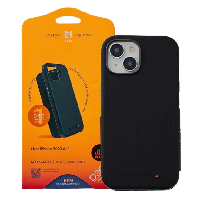 iPhone 15 Wallet Case – Black/Space Grey [EFM Monaco Wallet Armour with D3O 5G Signal Plus Technology] - Image 5