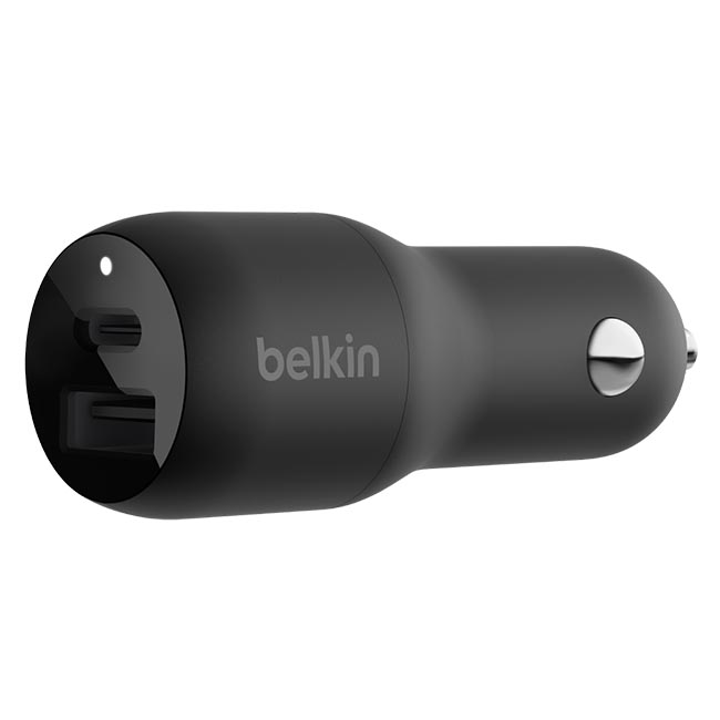 Belkin 37W BoostCharge Dual Port Car Charger (USB-C & USB-A) - Black - Phone Parts Warehouse