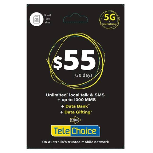 TeleChoice 5G $55 Prepaid SIM Card - Phone Parts Warehouse