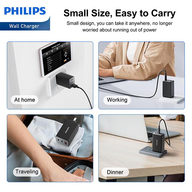 Philips 65W Fast Charging Wall Adapter - Black - Image 5