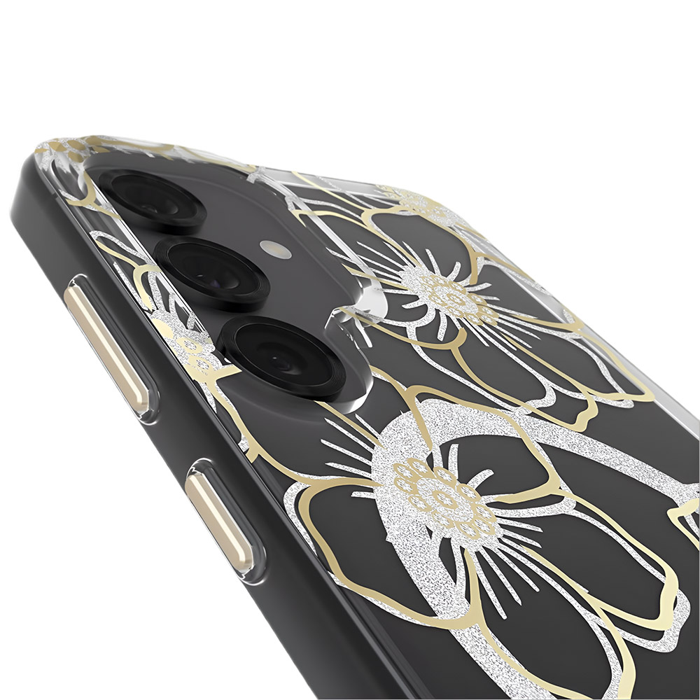 Case-Mate Floral Gems Case Suits Galaxy S25 - Gold (Magnetic) - Image 3