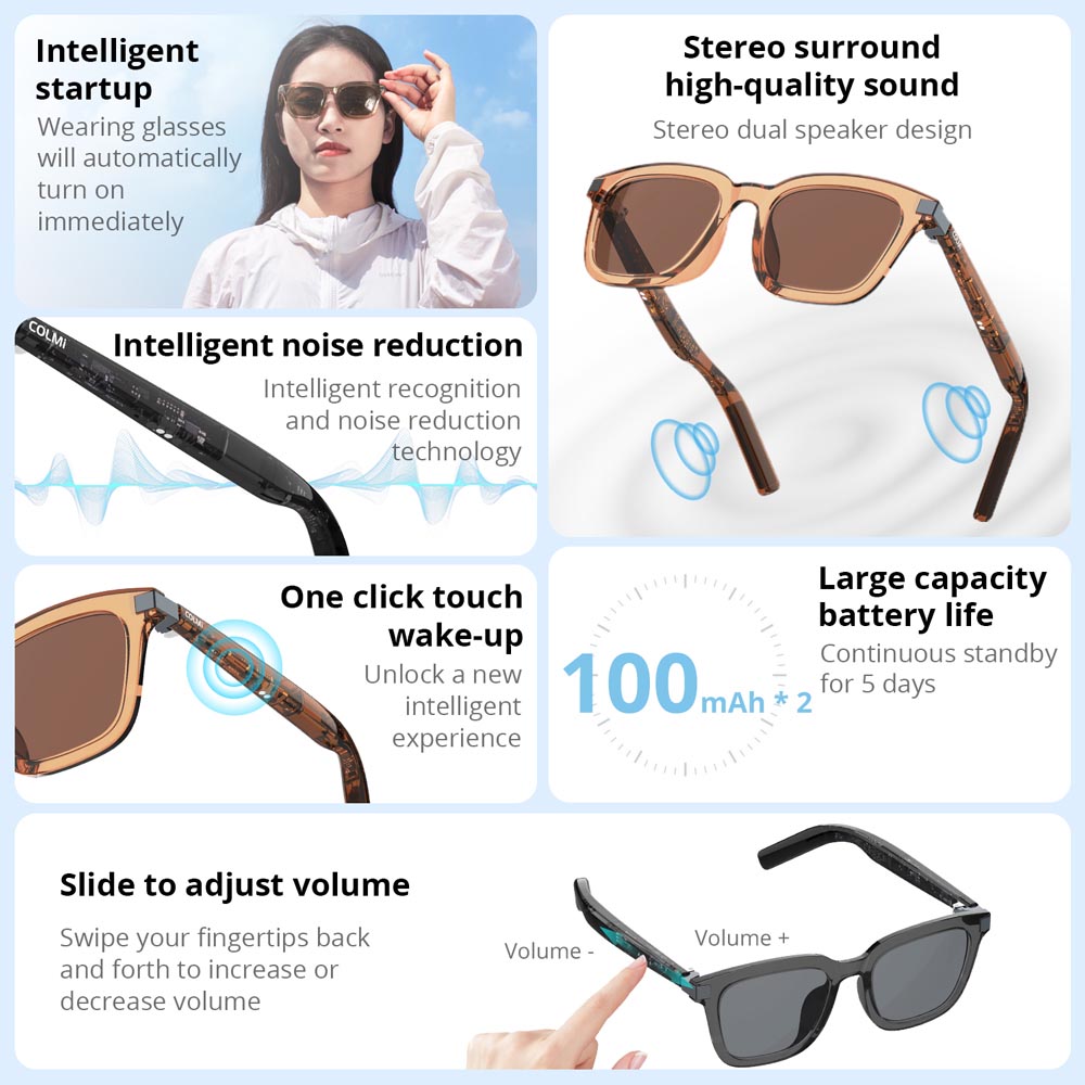 COLMI G06 Smart Glasses - Brown - Image 4