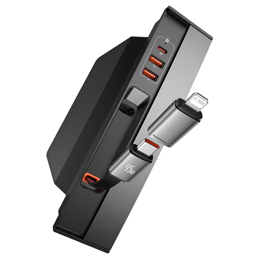 Baseus T-Space Hub for Tesla Model 3/Y with Retractable 45W USB-C Cable - Black - Phone Parts Warehouse