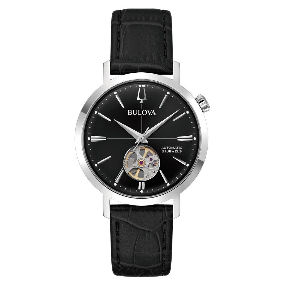 Bulova Men’s Automatic Aerojet Black Dial Watch (96A317) - Phone Parts Warehouse