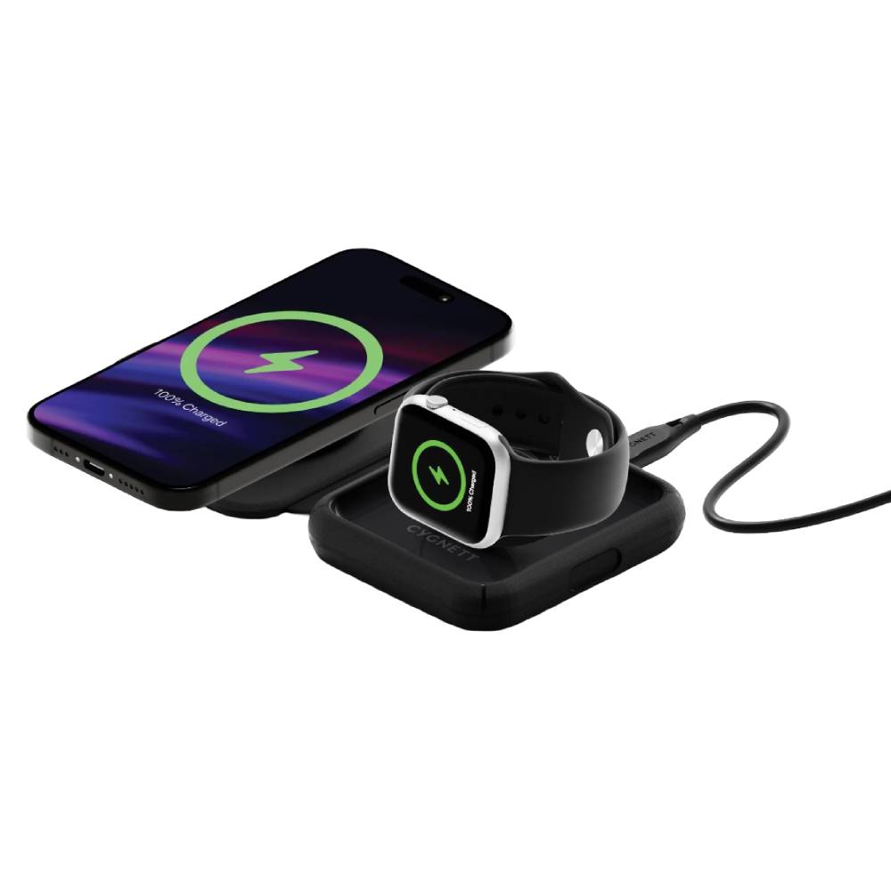 Cygnett Voyager MagTravel 2-in-1 Wireless Charger – Black - Phone Parts Warehouse