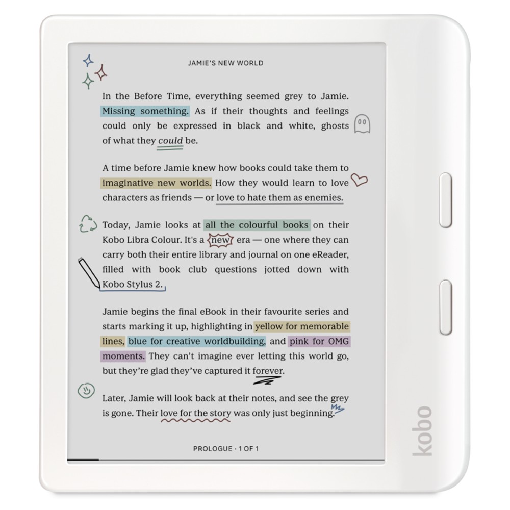 Kobo Libra Colour E-Book Reader (7-inch, 1GB RAM+32GB Storage) – White - Phone Parts Warehouse