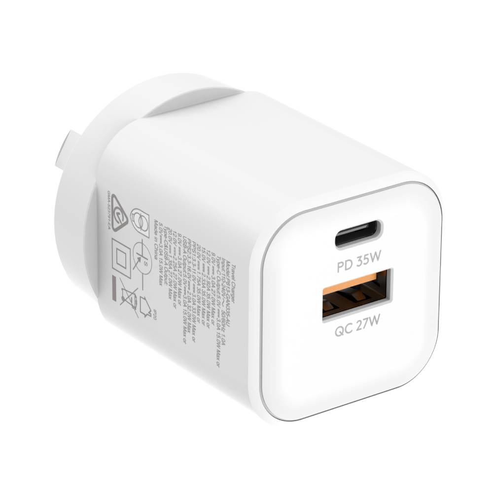 Soka 35W Gan3 Fast Wall Charger Adapter [USB C + USB A [Max 15W] White - Image 2