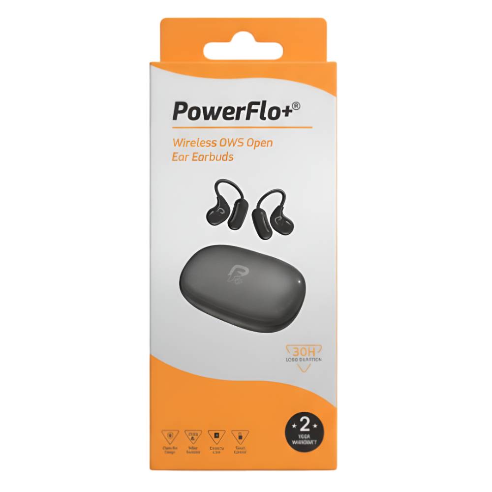 Powerflo Wireless OWS Open Ear Earbuds – Black - Phone Parts Warehouse