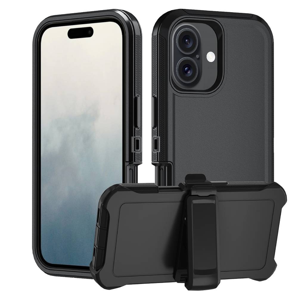 iPhone 16 Plus Rugged Phone Case Black - Phone Parts Warehouse