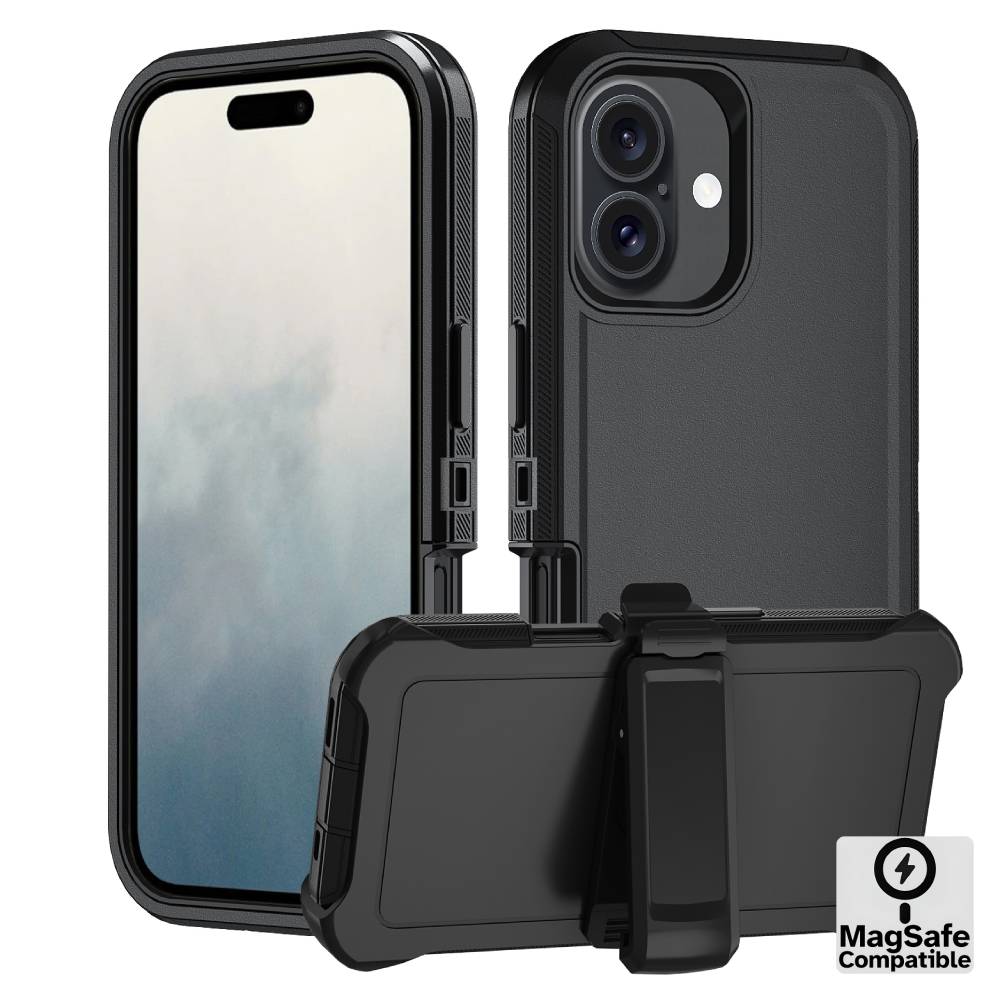 iPhone 16 Plus Rugged MagSafe Phone Case – Black - Phone Parts Warehouse