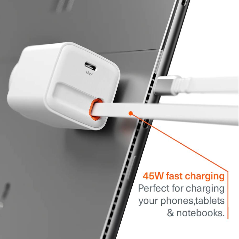 Cygnett PowerPlus 45W Wall Charger with 80cm Retractable USB-C Cable - White [CY5763PDWCH] - Image 4
