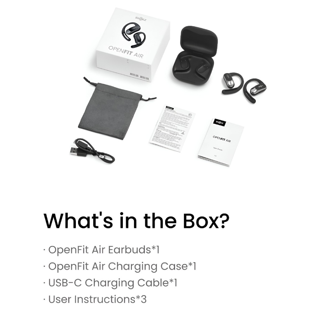 SHOKZ OpenFit Air True Wireless Earbuds - Black [SHOKZT511STBK] - Image 5