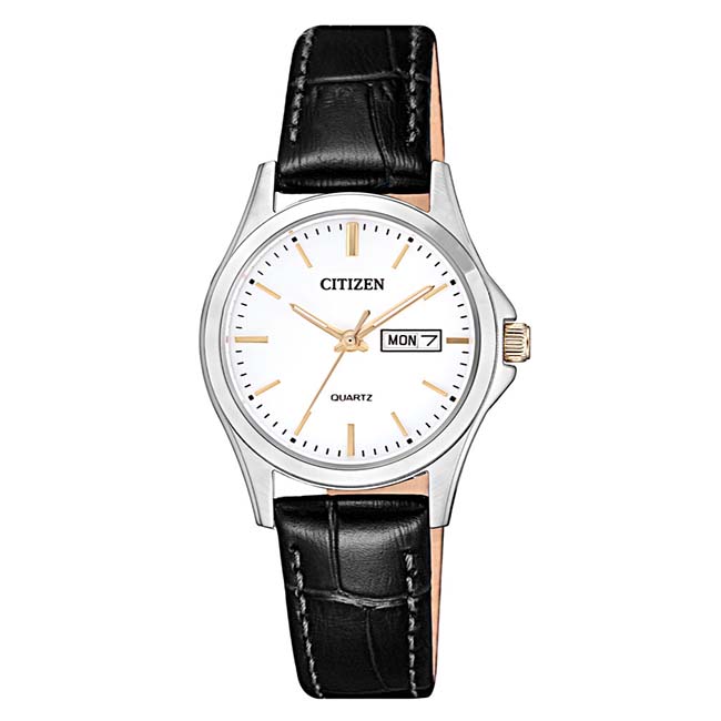 Citizen Black Leather Stainless Steel Women’s Watch (EQ0599-11A) - Phone Parts Warehouse