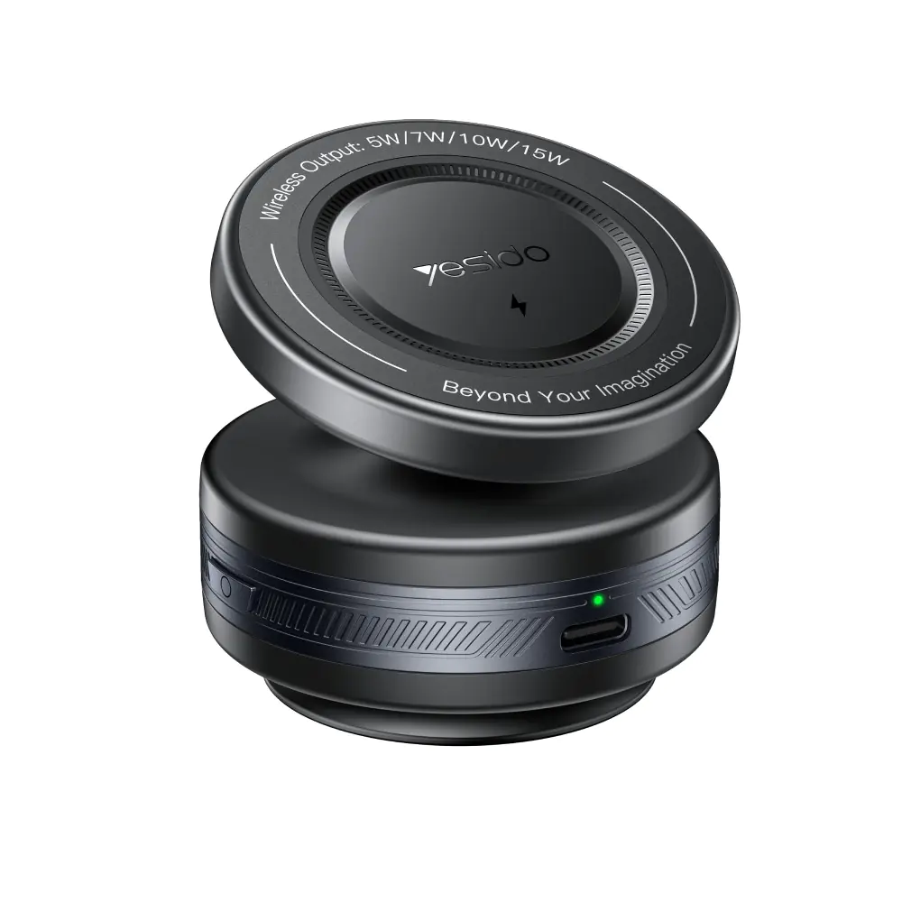 YESIDO 15W Wireless Charging Vacuum Suction Cup MagSafe Car Holder with 360 Degree Rotating Base Black [C310] - Image 1