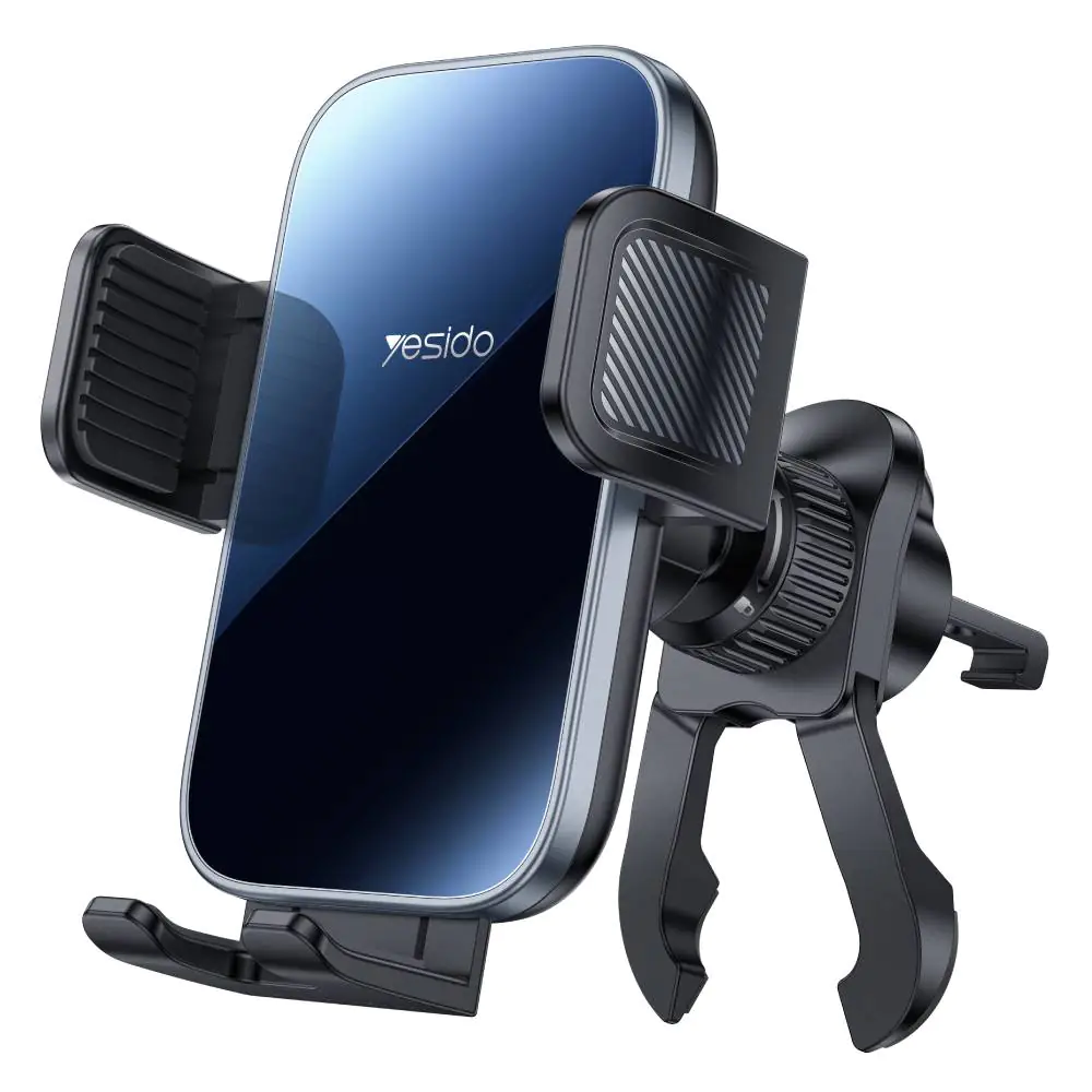 YESIDO Universal Air Vent Car Phone Holder with Tempered Glass Backing (Black) (C256) - Phone Parts Warehouse