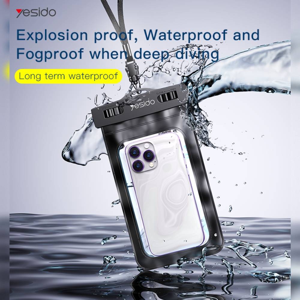 YESIDO Mobile Phone Waterproof Bag (6.8-inch) Black [WB10] - Image 2