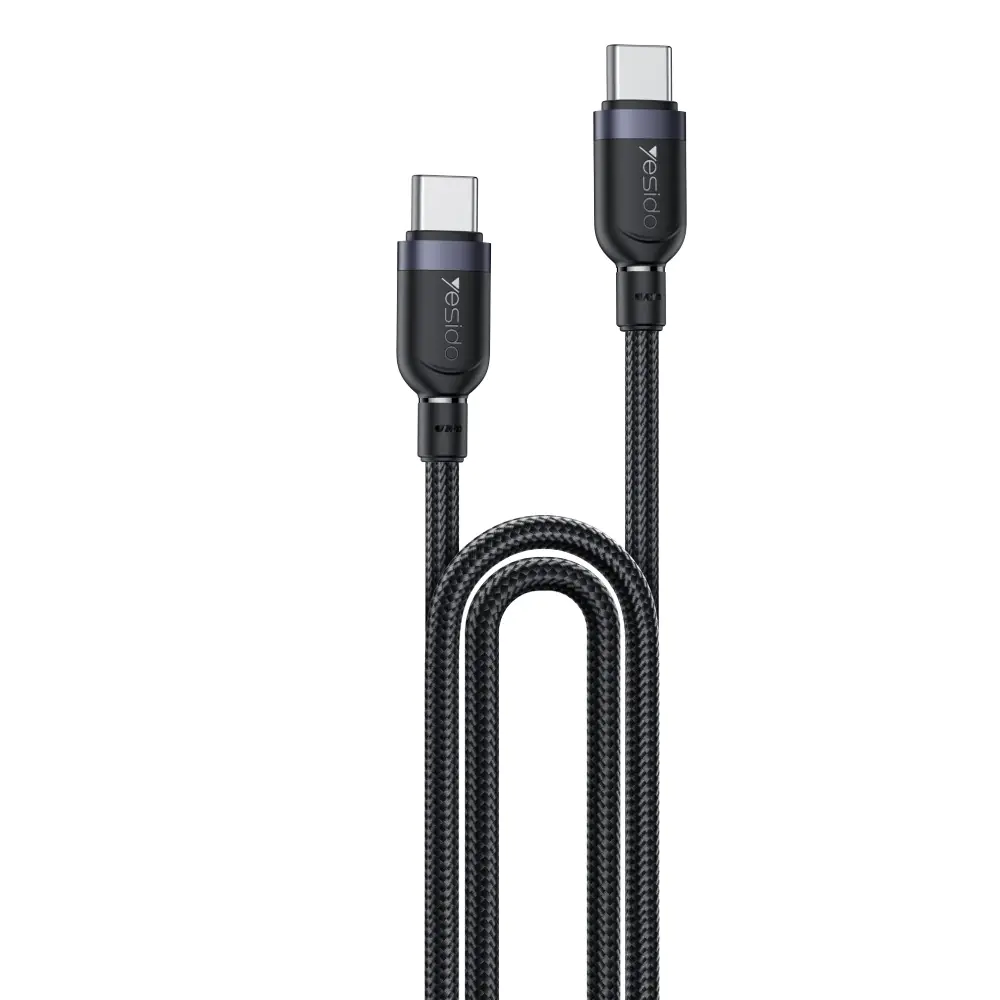 YESIDO Type C to Type C 60W 2M Fast Charging Cable (Black) (CA192) - Phone Parts Warehouse